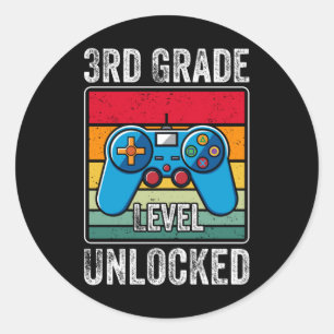 Sticker Rond Cadeau de jeu vidéo rétro niveau 3e débloqué