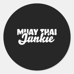 Sticker Rond Cadeau de kickboxeur et maillot de kickboxing pour