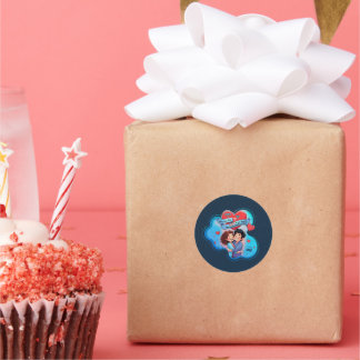 Sticker Rond cadeau de la meilleure Saint-Valentin