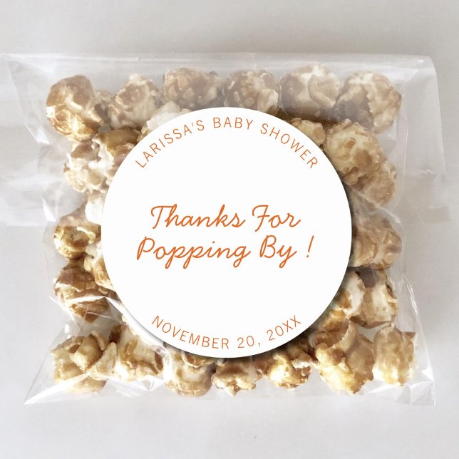 Sticker Rond Cadeau de maïs soufflé pour la fête de bébé Merci  (Créateur téléchargé)