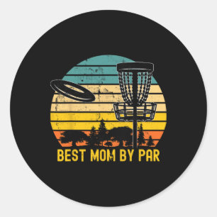 Sticker Rond Cadeau de maman de disc golf vintage - Meilleure m