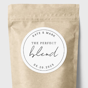 Sticker Rond Cadeau de Mariage Café The Perfect Blend Minimalis
