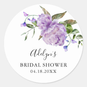 Sticker Rond Cadeau de Mariage Champêtre Fleur Violette  