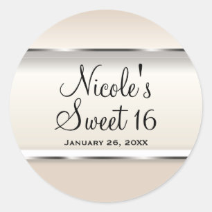 Sticker Rond Cadeau de mariage chic Champagne Pearl Shimmer