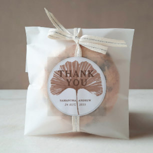 Sticker Rond Cadeau de mariage Chic Merci Terracotta Ginkgo