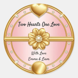 Sticker Rond 🌸 Cadeau de mariage Cœur en Or Rose 💖