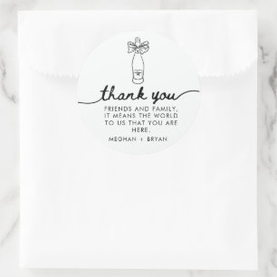 Sticker Rond Cadeau de mariage Coquette noir et blanc