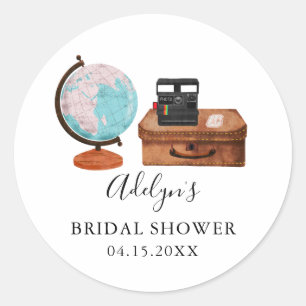Sticker Rond Cadeau de mariage de voyage vintage 