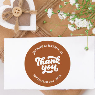 Sticker Rond Cadeau de mariage délicat en terre cuite "Merci"