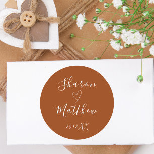 Sticker Rond Cadeau de mariage écriture manuscrite en terre cui