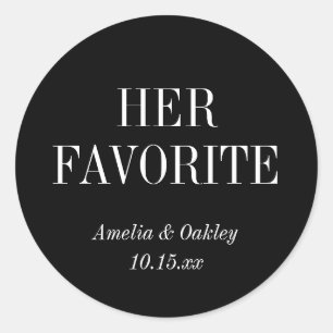 Sticker Rond Cadeau de mariage élégant noir personnalisé Son pr