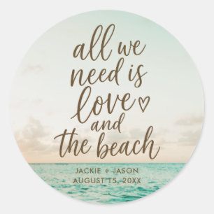 Sticker Rond Cadeau de mariage élégant pour la plage & l'amour