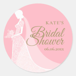 Sticker Rond Cadeau de Mariage Élégant Robe de Mariée
