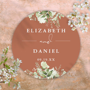 Sticker Rond Cadeau de mariage en terre cuite de verdure floral