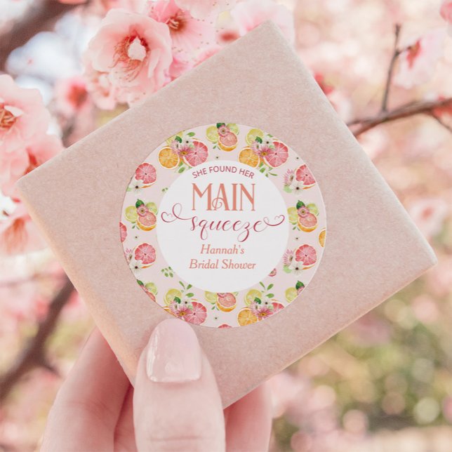 Sticker Rond Cadeau de mariage Main Squeeze Citrus pour la mari (Créateur téléchargé)