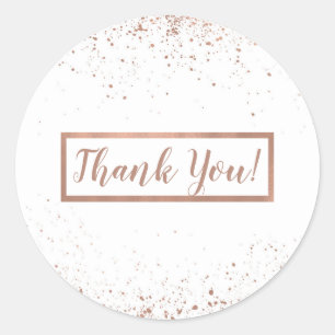 Sticker Rond Cadeau de Mariage Moderne et Chic Rose Gold Rose G