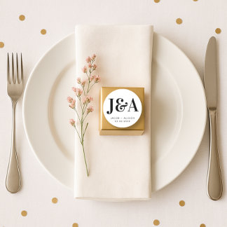 Sticker Rond cadeau de mariage monogramme élégant