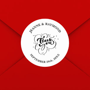Sticker Rond Cadeau de Mariage Personnalisé Élégant de Remercie