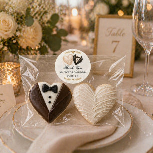 Sticker Rond Cadeau de mariage remerciement date mariée marié c