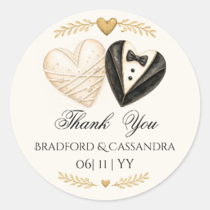 Sticker Rond Cadeau de mariage remerciement date mariée marié c