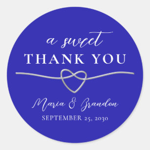 Sticker Rond Cadeau de Mariage Royal Blue Merci