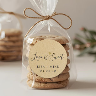 Sticker Rond Cadeau de mariage Rustic Kraft Love is Sweet