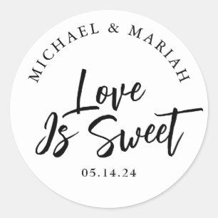 Sticker Rond Cadeau de Mariage Simple Élégant Merci