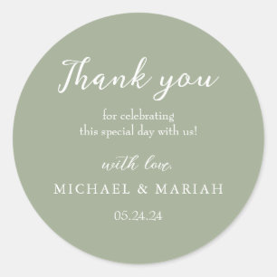 Sticker Rond Cadeau de Mariage Simple Élégant Merci