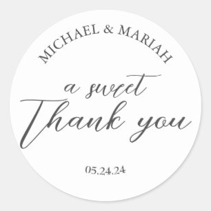 Sticker Rond Cadeau de Mariage Simple Élégant Merci