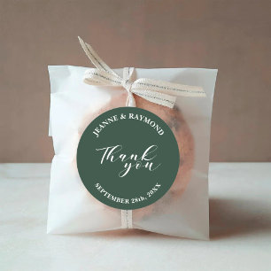 Sticker Rond Cadeau de Mariage Simple Minimaliste Vert Sauge