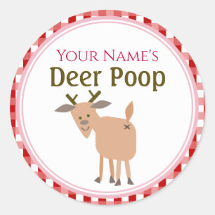 Sticker Rond Cadeau de Noël de crottes de renne drôles personna
