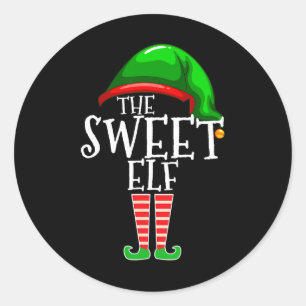 Sticker Rond cadeau de Noël de la famille elfe sucré