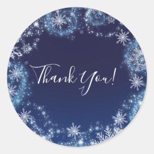 Sticker Rond Cadeau de Noël Hiver Merveilleux Flocons de Neige 