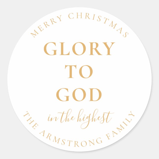 Sticker Rond Cadeau de Noël religieux d'or moderne (Devant)