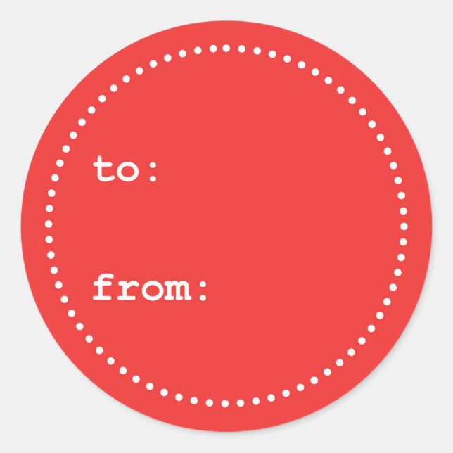Sticker rond cadeau de Noël rouge et blanc (Devant)
