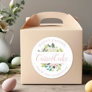 Sticker Rond Cadeau de Pâques de Bricolage de Fleurs Roses pour