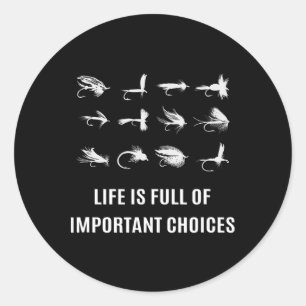 Sticker Rond Cadeau de pêche à la mouche pour pêcheur 