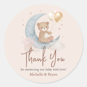Sticker Rond Cadeau de remerciement beige Ourson en peluche Bab