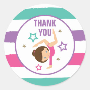 Sticker Rond Cadeau de remerciement d'anniversaire Gymnastique