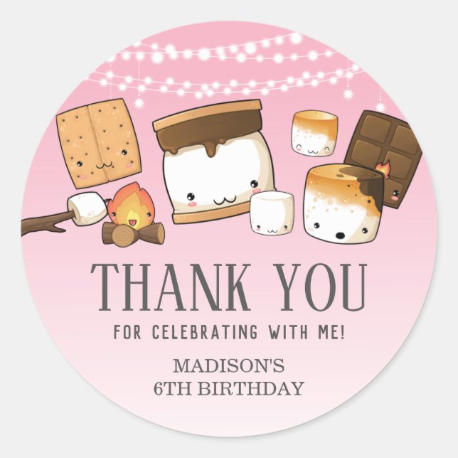 Sticker Rond Cadeau de remerciement de fête d'anniversaire de S (Devant)