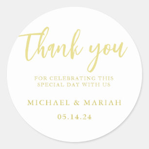 Sticker Rond Cadeau de remerciement de mariage élégant simple