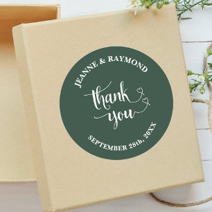 Sticker Rond Cadeau de Remerciement de Mariage Élégant Vert Sau