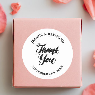 Sticker Rond Cadeau de Remerciement de Mariage Personnalisé Élé