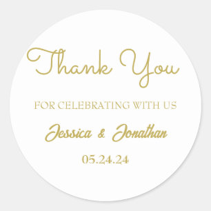Sticker Rond Cadeau de remerciement de mariage simple élégant