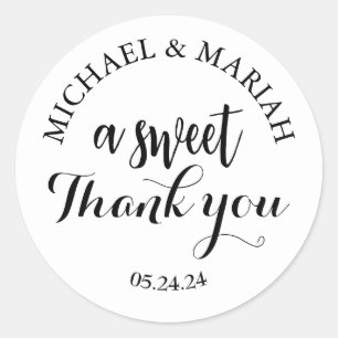 Sticker Rond Cadeau de remerciement de mariage simple élégant