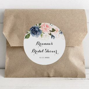 Sticker Rond Cadeau de Remerciement Élégant Floral d'Hiver pour