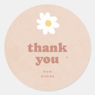 Sticker Rond Cadeau de Remerciement Fleurs Rétro Neutres Baby S