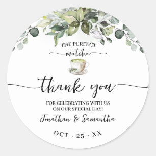 Sticker Rond Cadeau de remerciement Mariage Thè Matcha Végétal