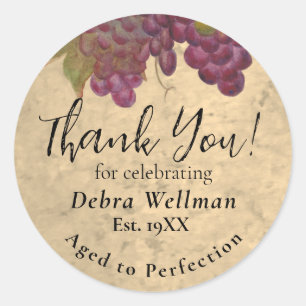 Sticker Rond Cadeau de remerciement pour 50e anniversaire Vin v