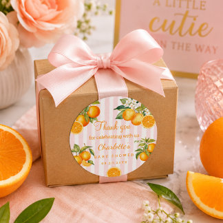 Sticker Rond Cadeau de remerciement pour Baby Shower Citron Ora